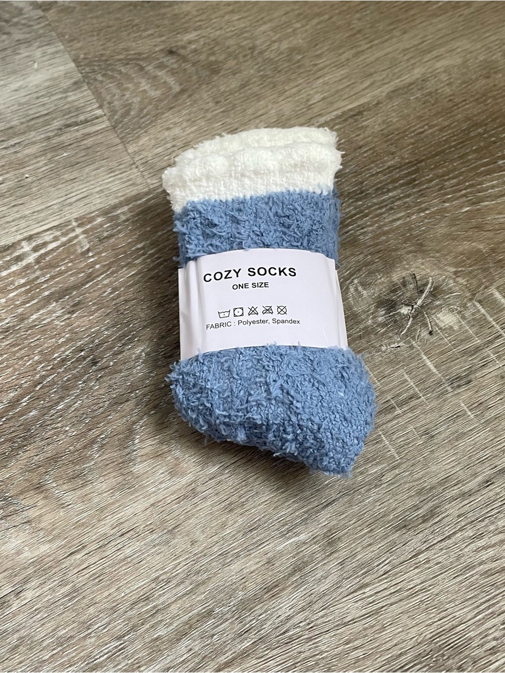 Cozy Socks Blue & White Plush Fuzzy Warm Winter Socks One Size
